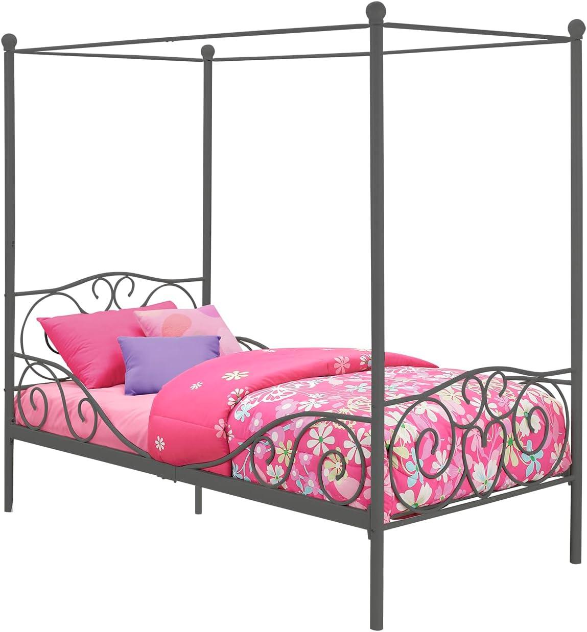 DHP 4020959 Sturdy Bed Frame, Twin, Pewter