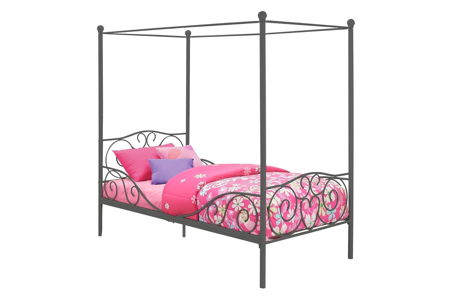 DHP 4020959 Sturdy Bed Frame, Twin, Pewter