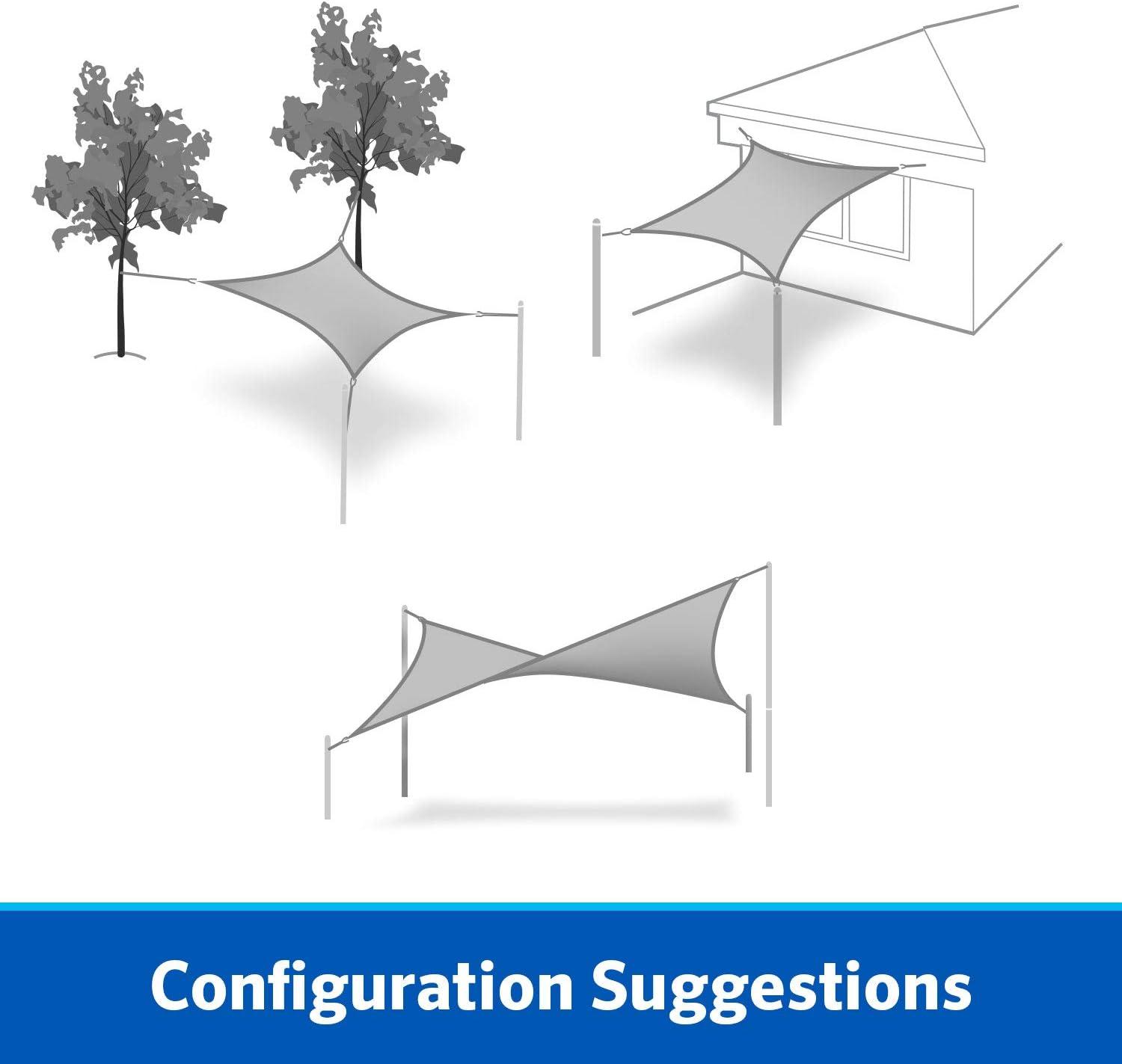 Coolaroo Ready to Hang Outdoor Sun Shade Sail Triangle 90% UV Block Protection for Backyard, Garden, Patio, Playground, 11'10" x 8' Rectangle, Steel