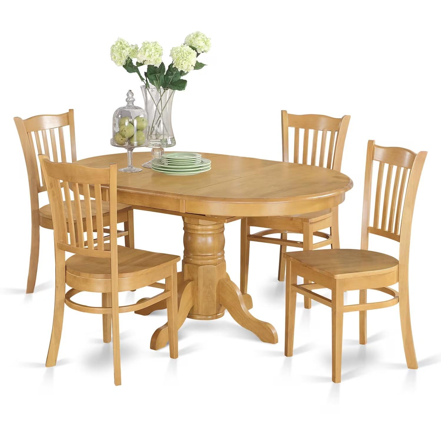 East West Furniture Avon 5-piece Wood Dining Table and Chair Set in Oak