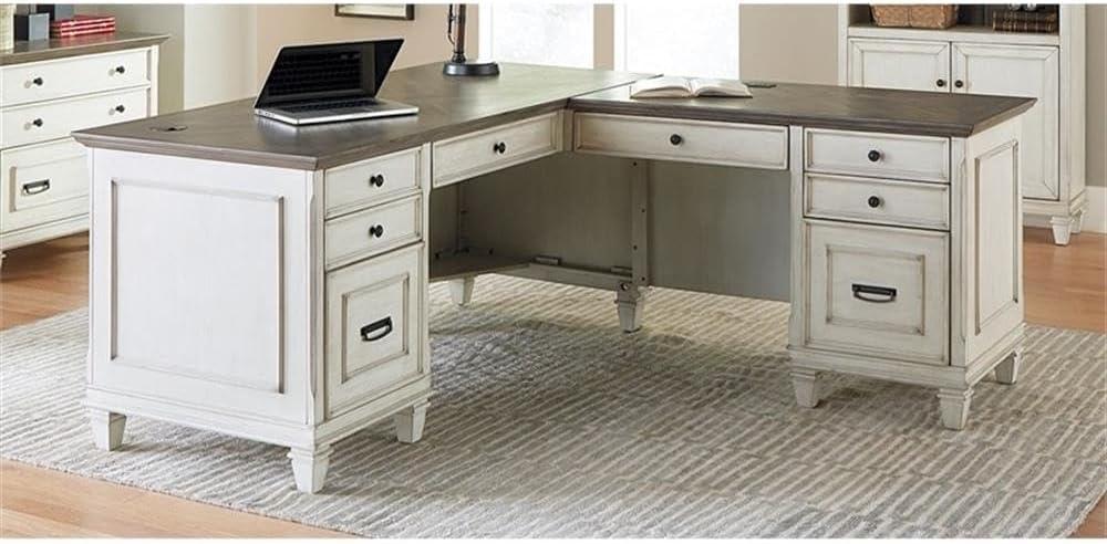 Hartford Wood L-Desk and Return Writing Table and return Office Desk White