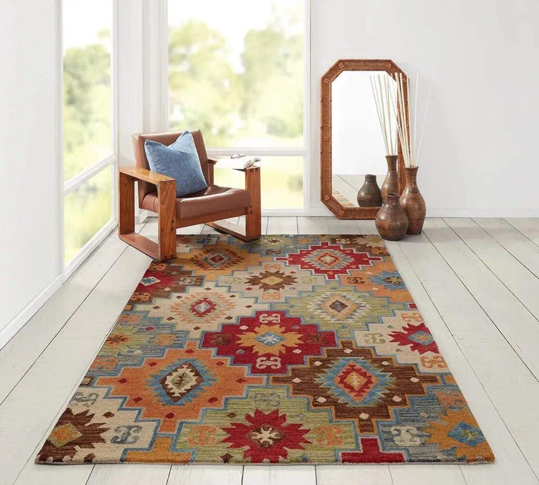 3'6"x5'6" Tangier Baylor Multi Area Rug - Momeni: Geometric Wool, Handmade Hooked, Medium Pile Rug