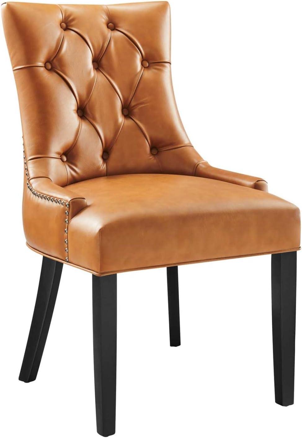 Modway Regent Vinyl Dining Chair Black: Upholstered, Wood Frame, Spot Clean, No Tools Assembly