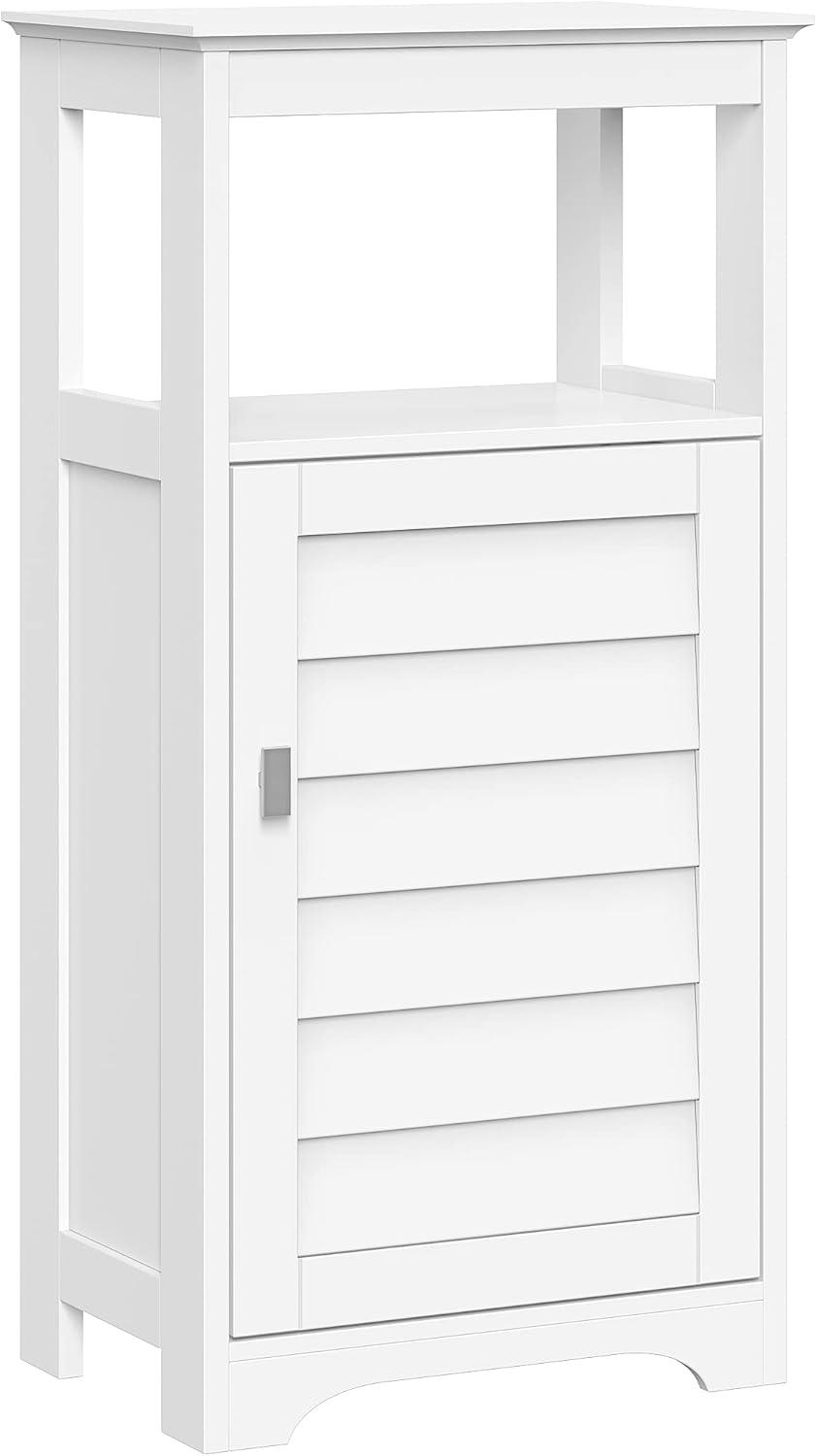 White Single Door Floor Cabinet with Adjustable Shelving