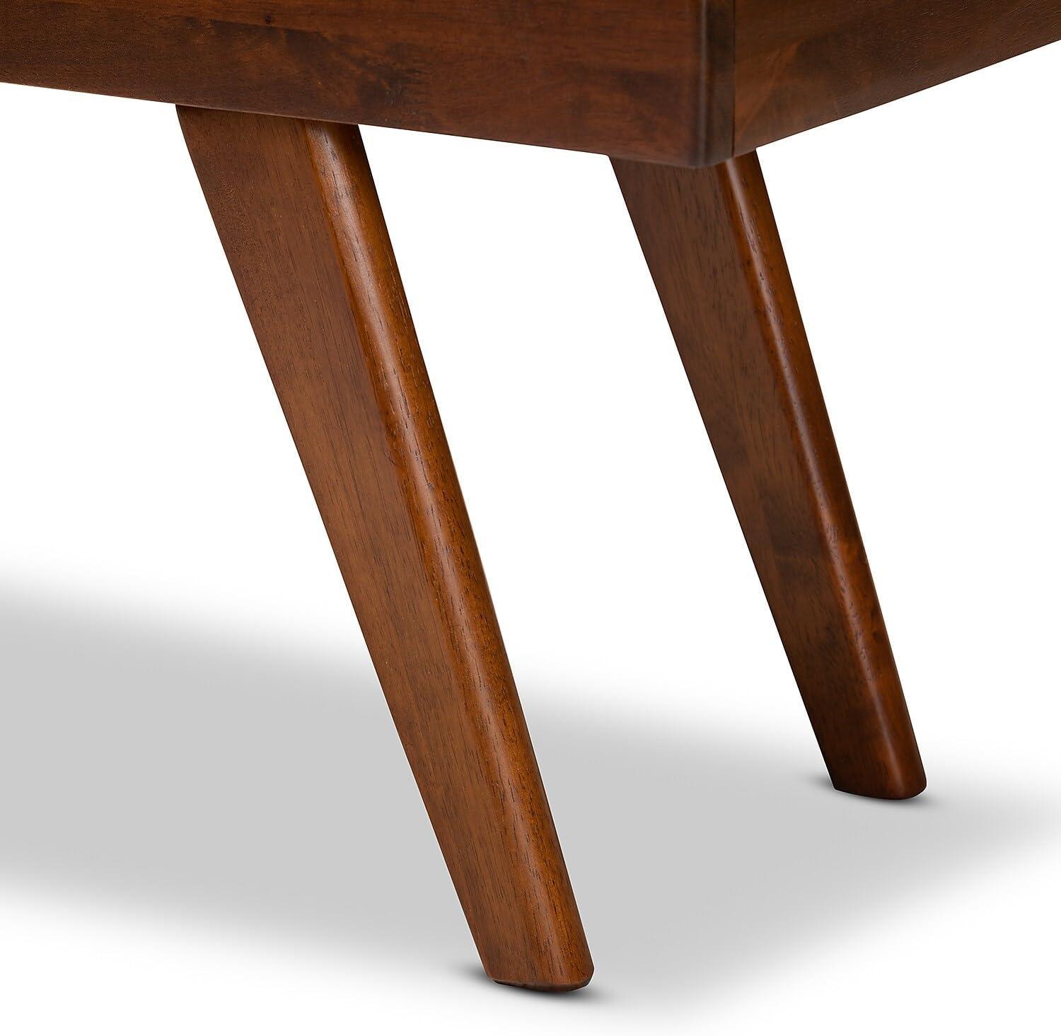 Baxton Studio Alona Medium Wood Dining Bench Gray - : Mid-Century Design, Tapered Legs, Polyester Upholstery, Entryway Seating