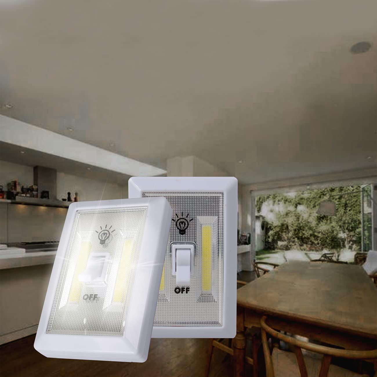 Battery Operated Switch LED Lights, Portable Tap Light, Push Closet Light, COB LED Cordless Night Lights, Touch, Wall Mount Under Cabinet, Shed, Kitchen, Garage, Attic, RV(6 Pack)