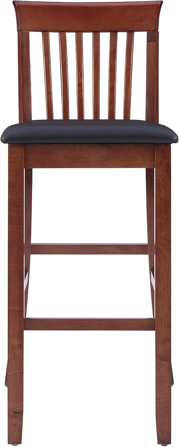 30" Torino Craftsman Padded Seat Barstool Hardwood/Dark Cherry - Linon: Rubberwood, 31" High