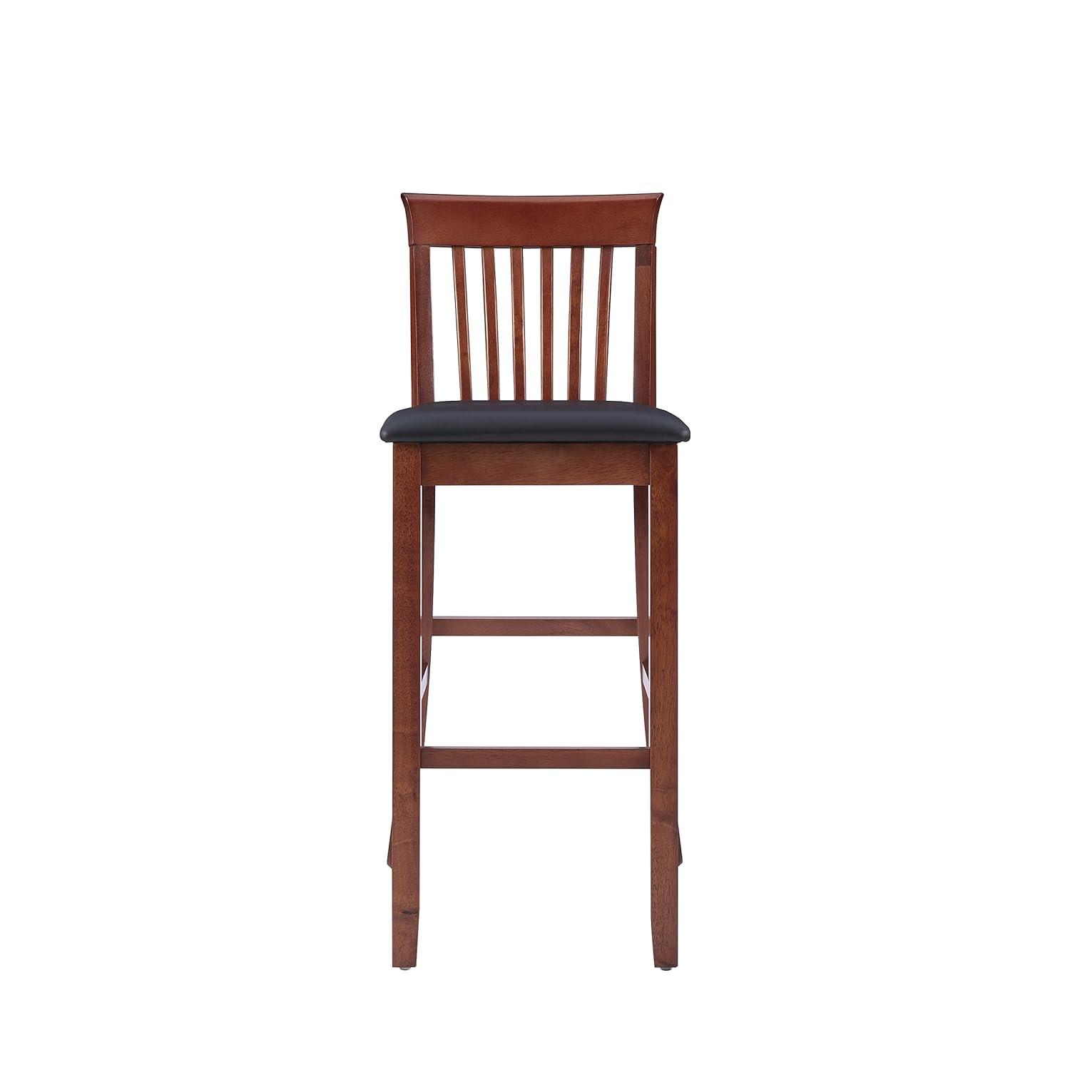 30" Torino Craftsman Padded Seat Barstool Hardwood/Dark Cherry - Linon: Rubberwood, 31" High