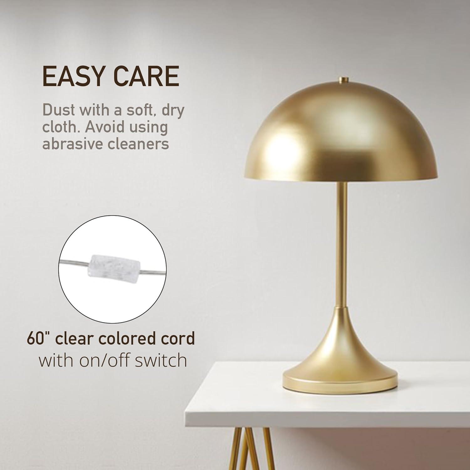 Everly Quinn Augusta Art Deco Dome-Shaped 2-Light Metal Table Lamp