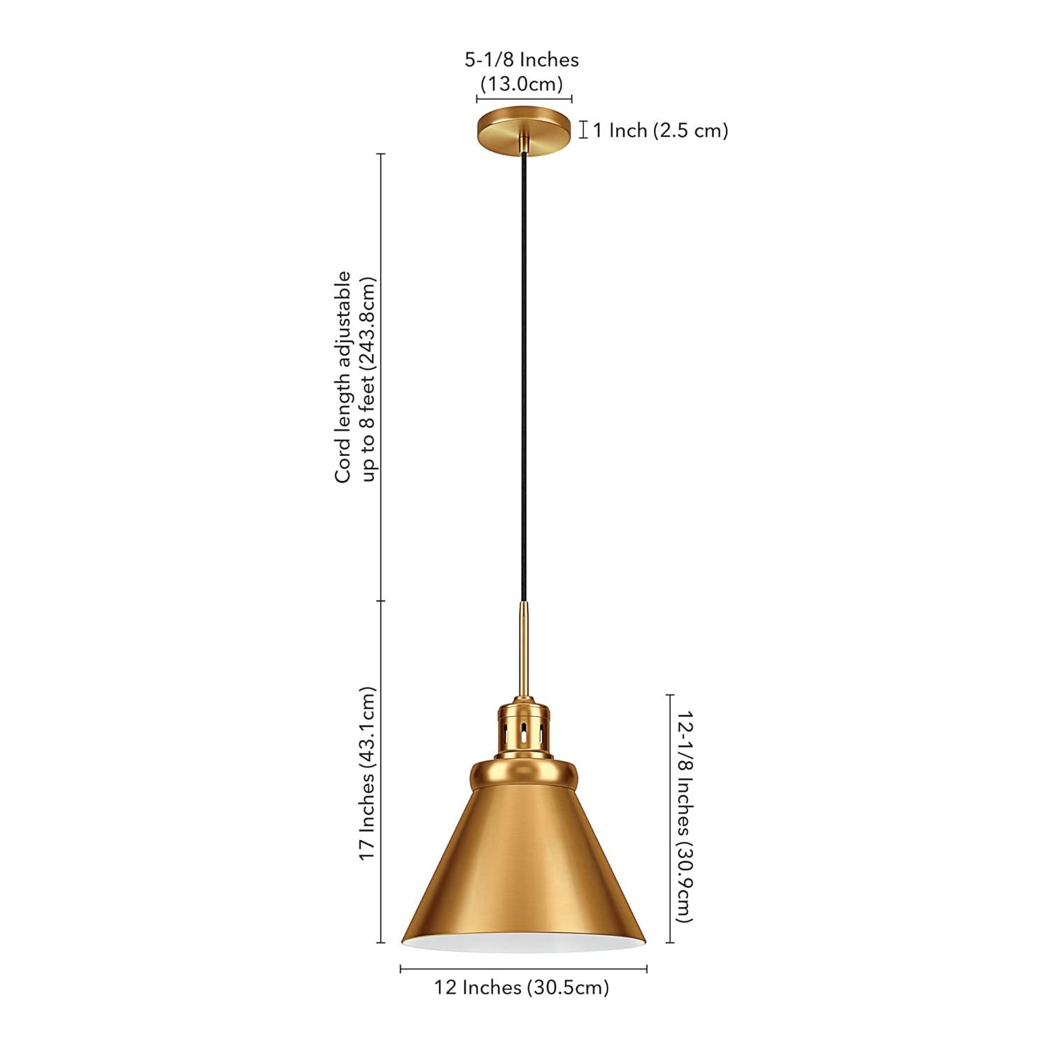 Evelyn&Zoe 17" Brushed Brass/Blackened Bronze Pendant