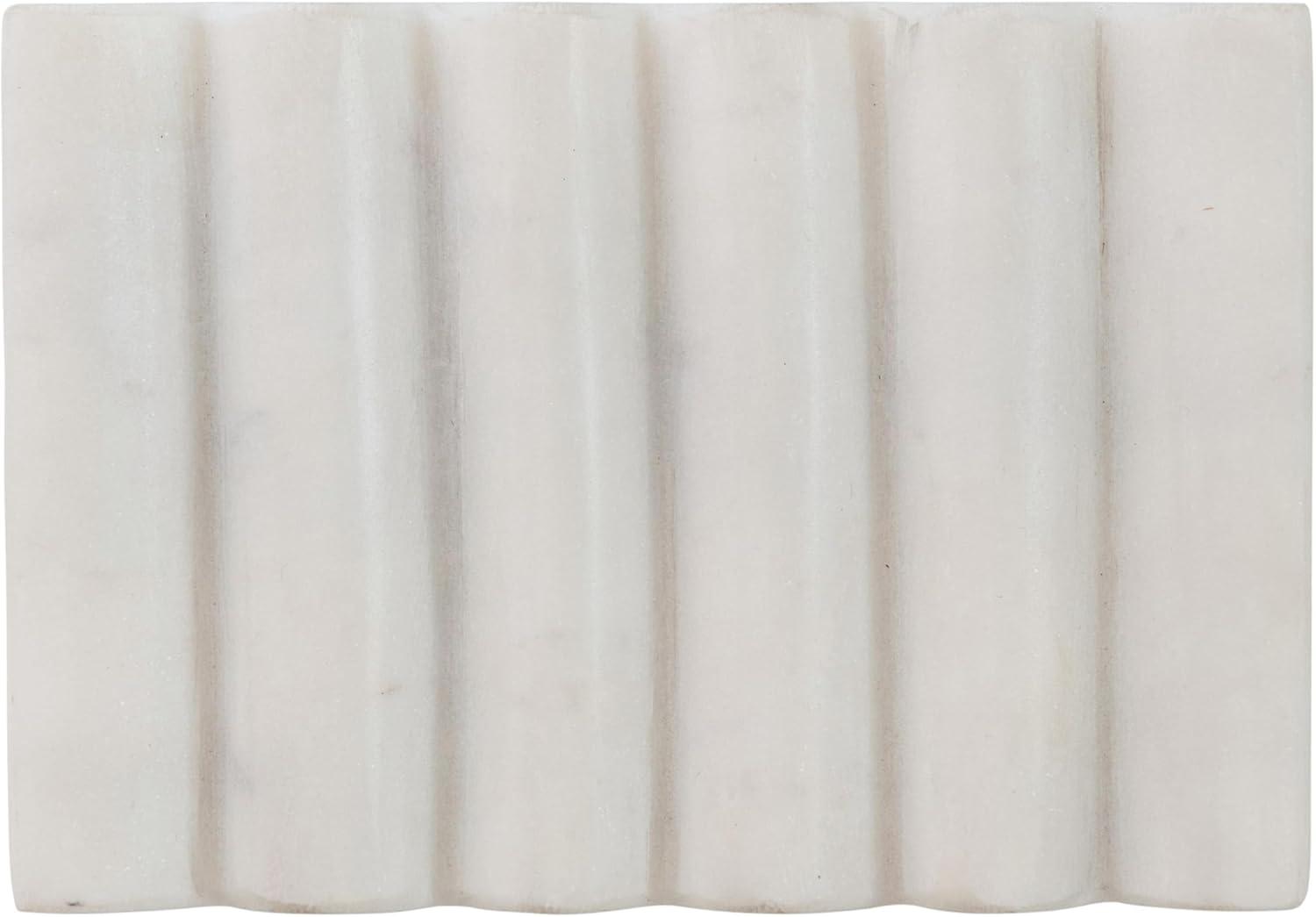 White Carved Marble Rectangular Soap Dish