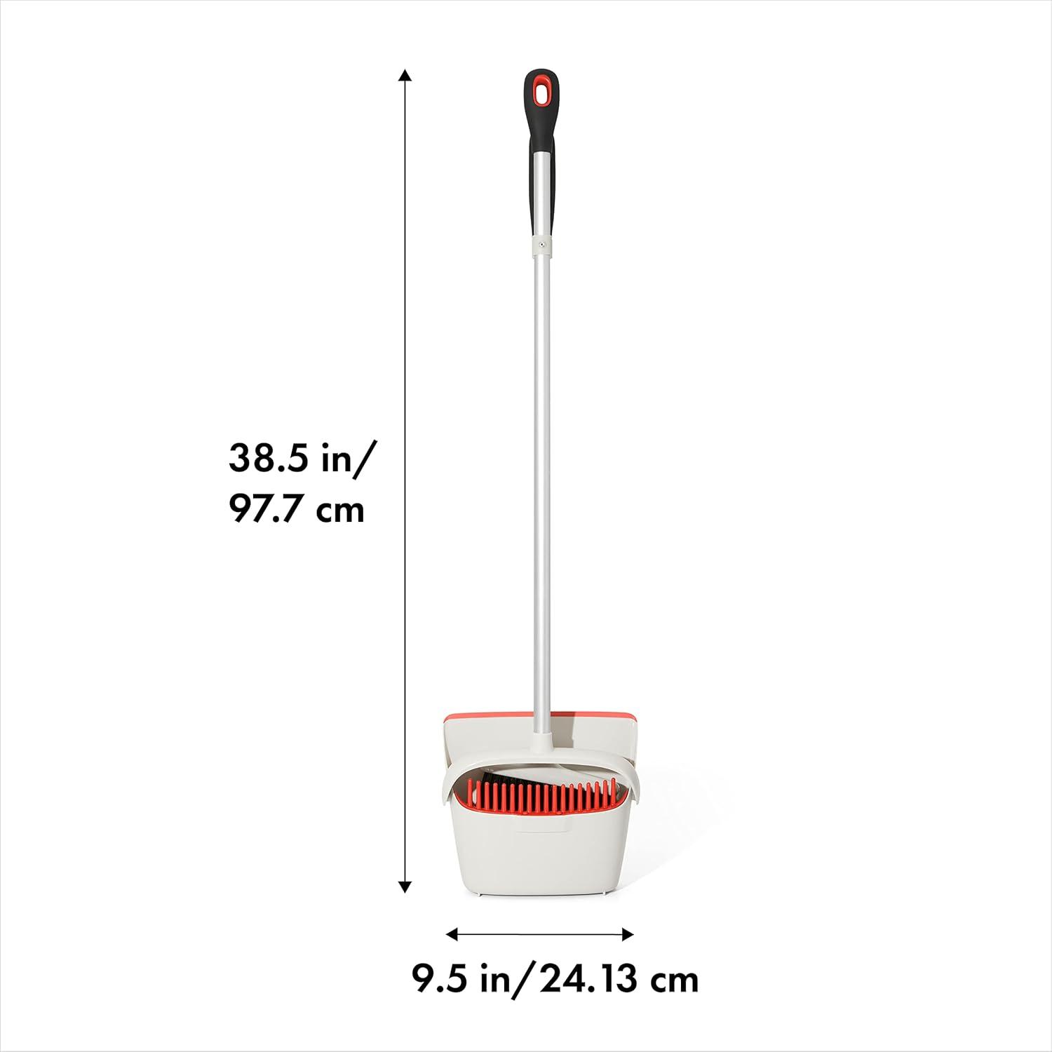 White and Orange Lightweight Upright Sweep Set with Dustpan