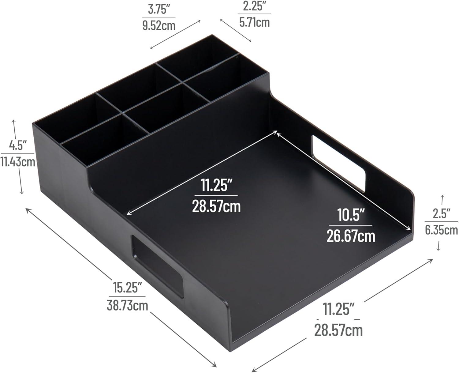 Black Plastic 7-Compartment Cutlery Organizer Tray