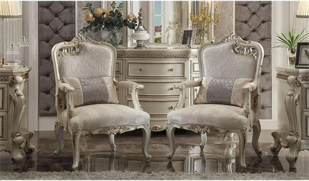 ACME Picardy Accent Chair with Pillow in Antique Pearl