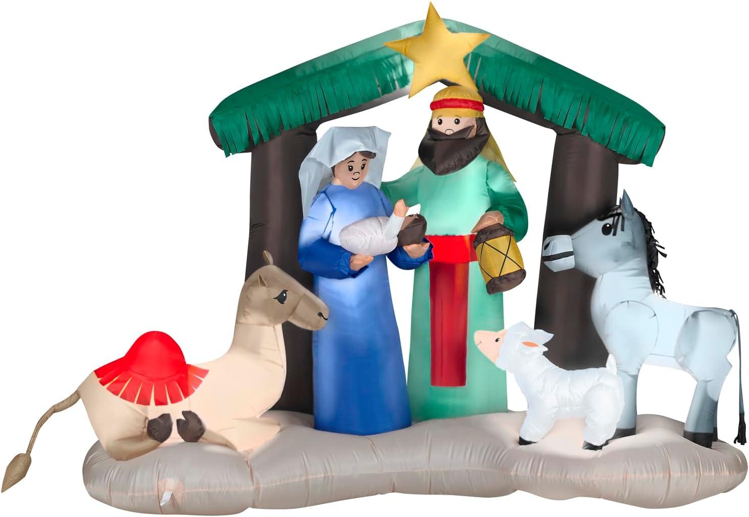 Gemmy 4.5 ft Multicolor Inflatable Nativity Scene with Animals