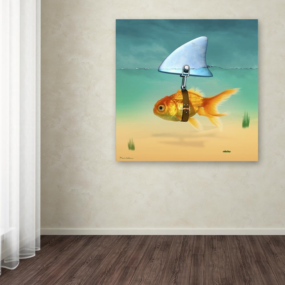 Trademark Fine Art - 14"x14" Mark Ashkenazi 'Gold Fish' Canvas Art
