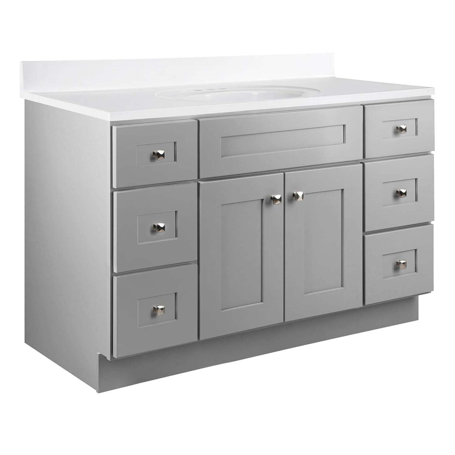 Design House Brookings 48 Inch Bathroom Vanity, Ready to Assemble, Solid Wood, Sherwin Williams – Design House, 599001-