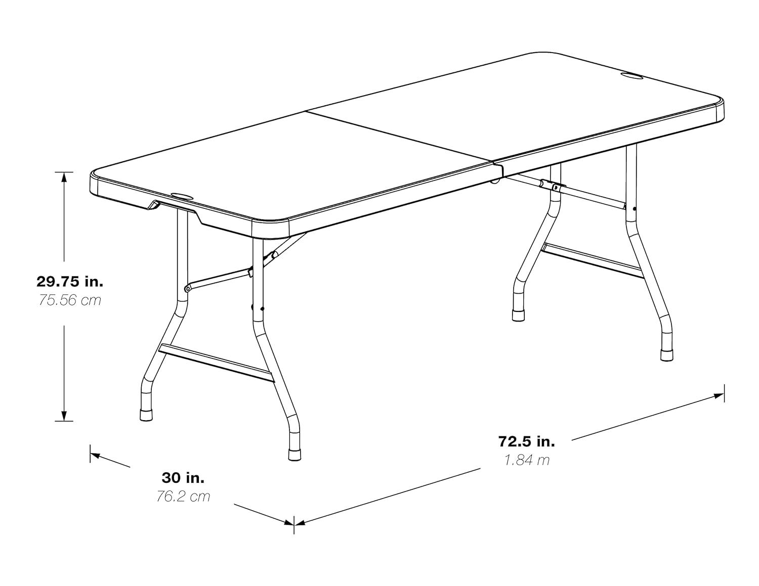 6 foot Resin Multi Purpose Center Light Gray Fold Table with Wheels