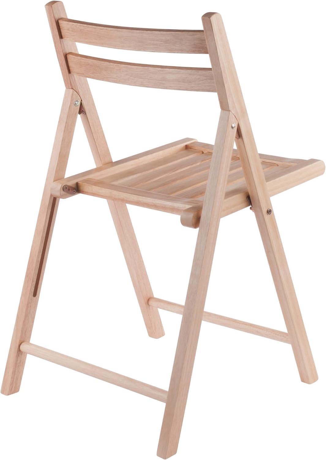 Natural Finish Armless Folding Wood Chair Set of 4