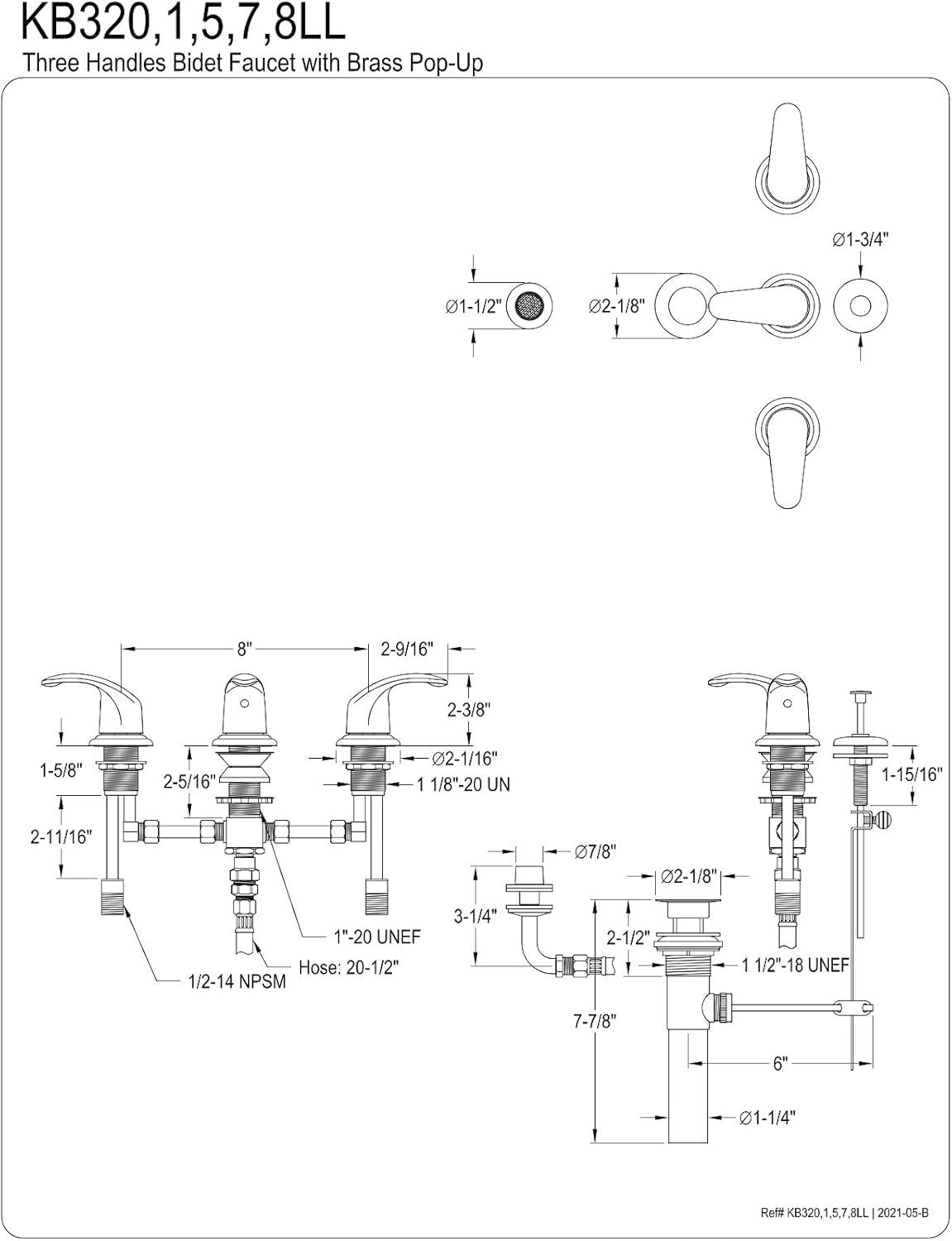 Matte Black Brass Traditional Bidet Faucet with Hardware