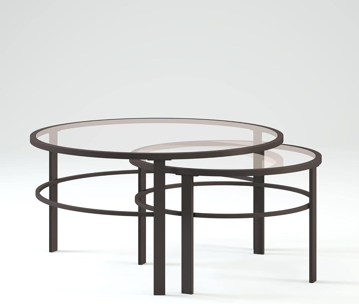 Evelyn&Zoe Gaia Round Nested Coffee Table, Blackened Bronze