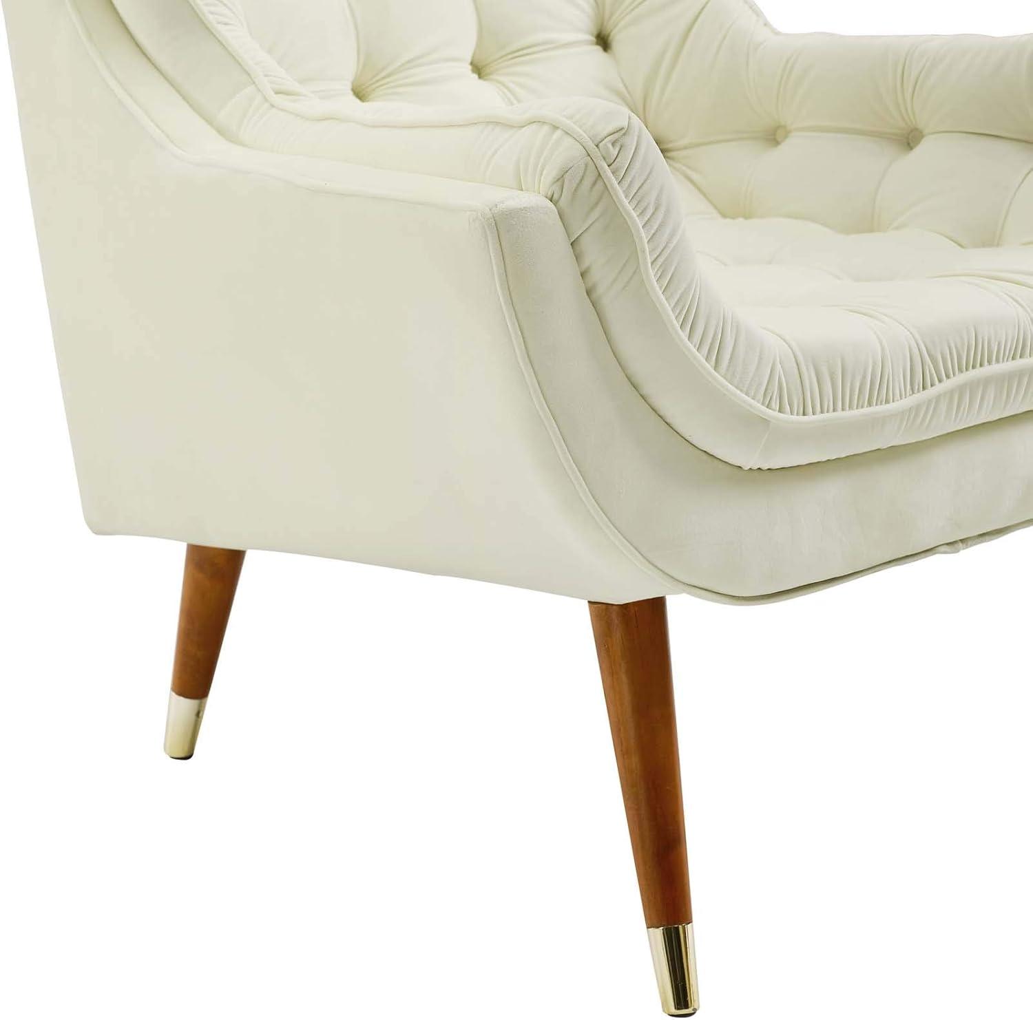 Modway Suggest Tufted Performance Velvet Lounge Chair in Ivory