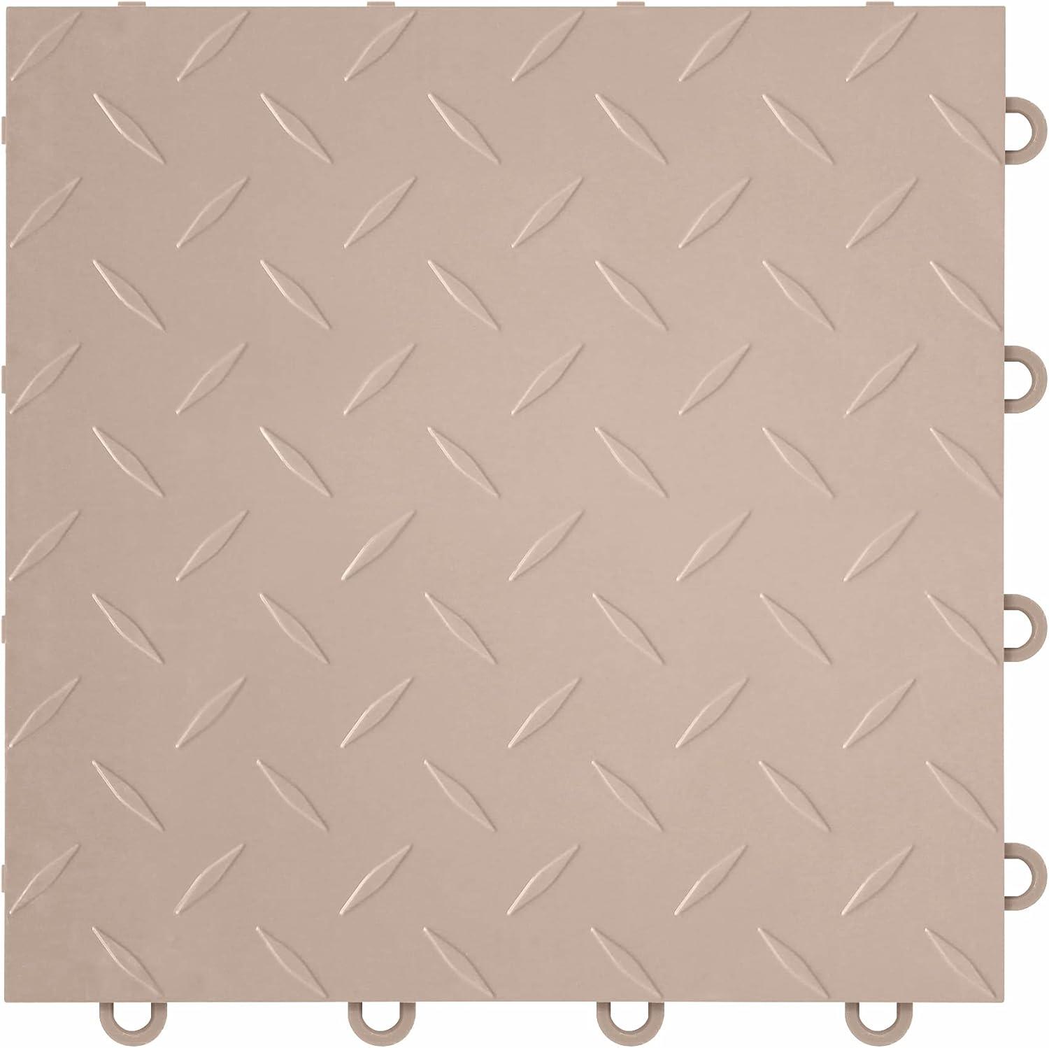 FlooringInc's Nitro 12"x12" Snap-Together Garage Flooring Tiles, Non-Slip Interlocking Plastic Garage Floor Mat, Garage Organization & Garage Storage, Diamond Pattern, Sahara Sand, 52 Tiles, 52 Sq/Ft