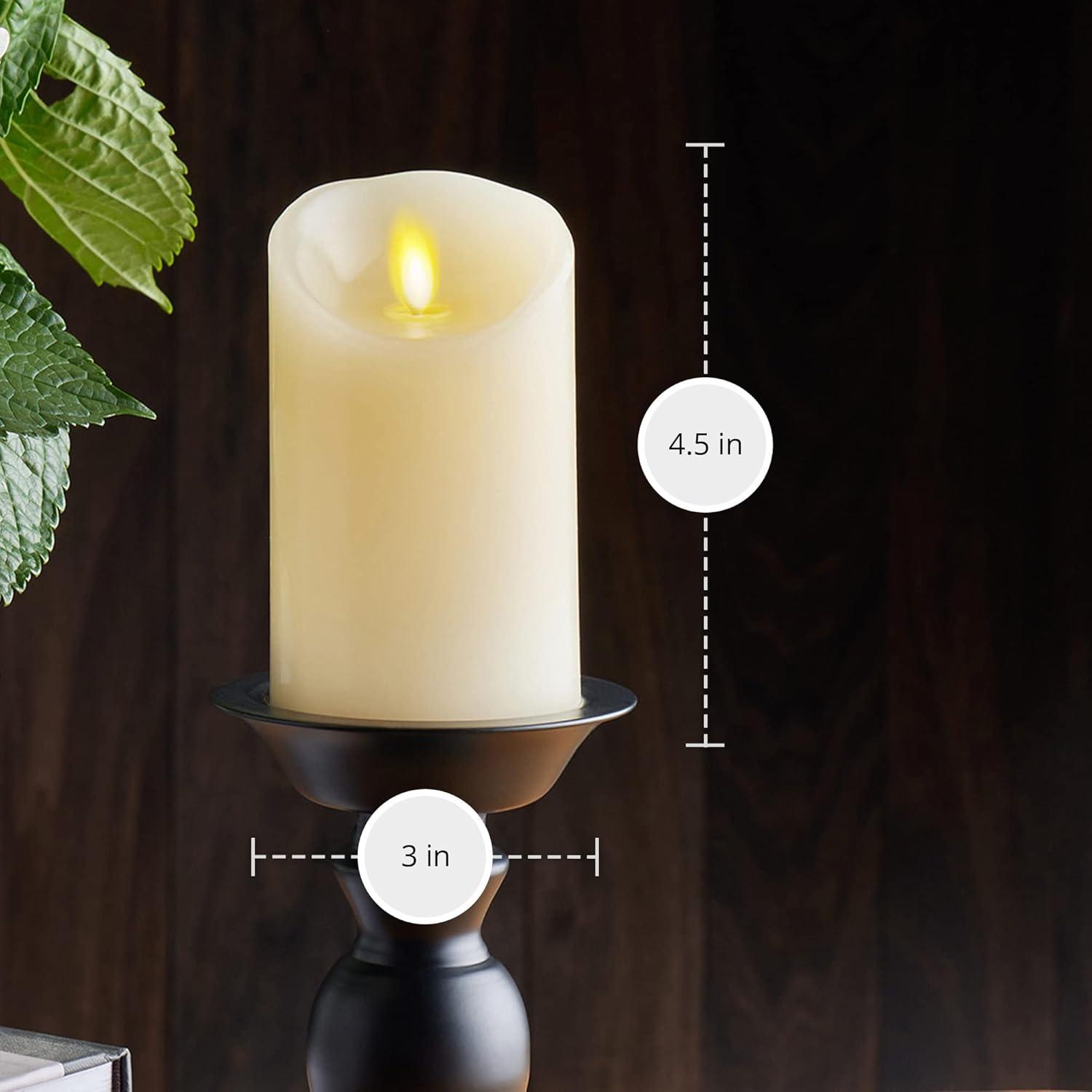 Ivory Flameless LED Pillar Candle with Scalloped Edge, 3" x 4.5"