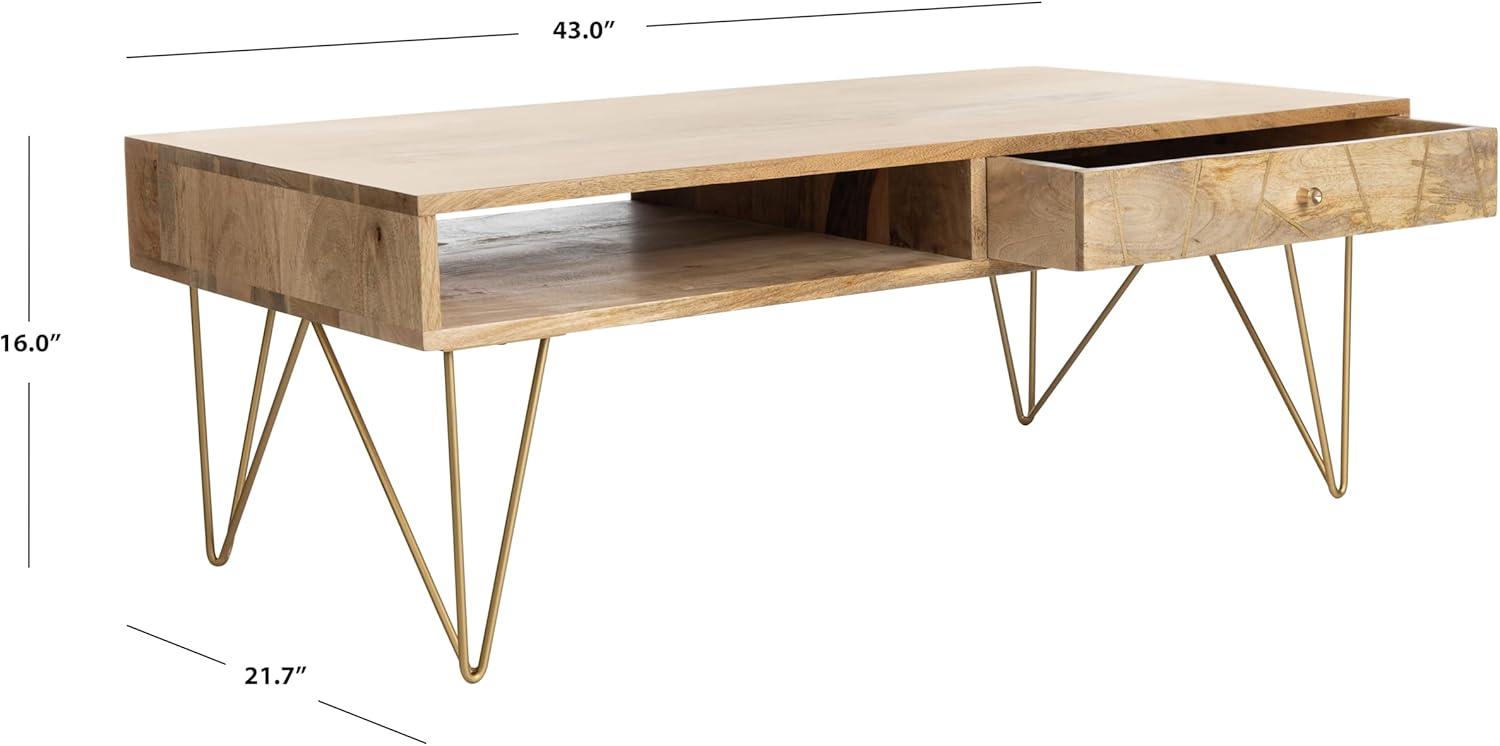 Marigold Coffee Table - Natural/Brass - Safavieh