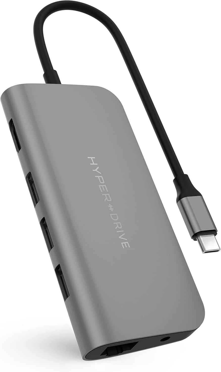 Compact 9-in-1 HyperSpace Gray USB C Hub with 4K HDMI and Ethernet