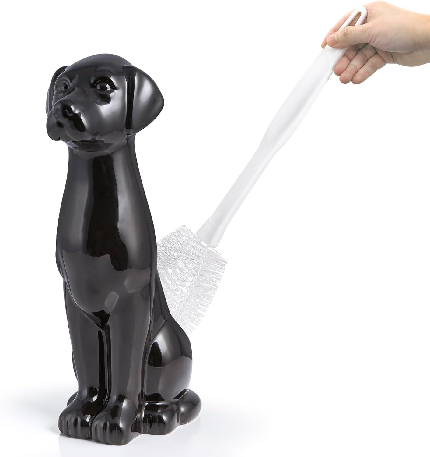 Black Lab Ceramic Toilet Brush And Holder by Allure Home Creation