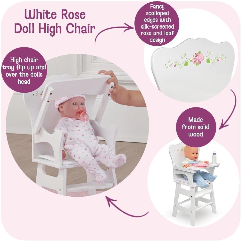 Badger Basket Doll High Chair with Padded Seat - White Rose