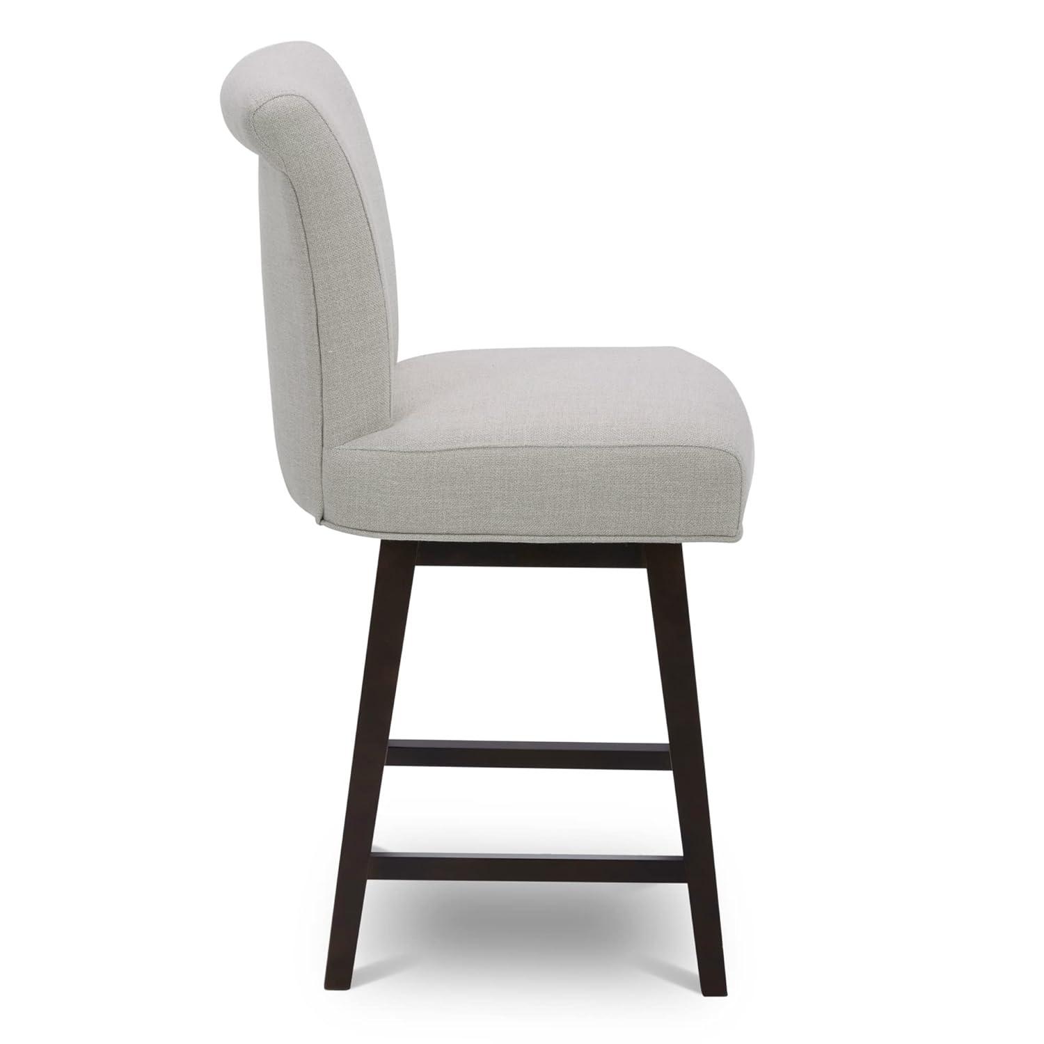 CHITA 26 Inch Counter Height Swivel Bar Stools Set of 2, FSC Certified Modern Upholstered Swivel Barstool Chairs with Back, Fabric in Linen