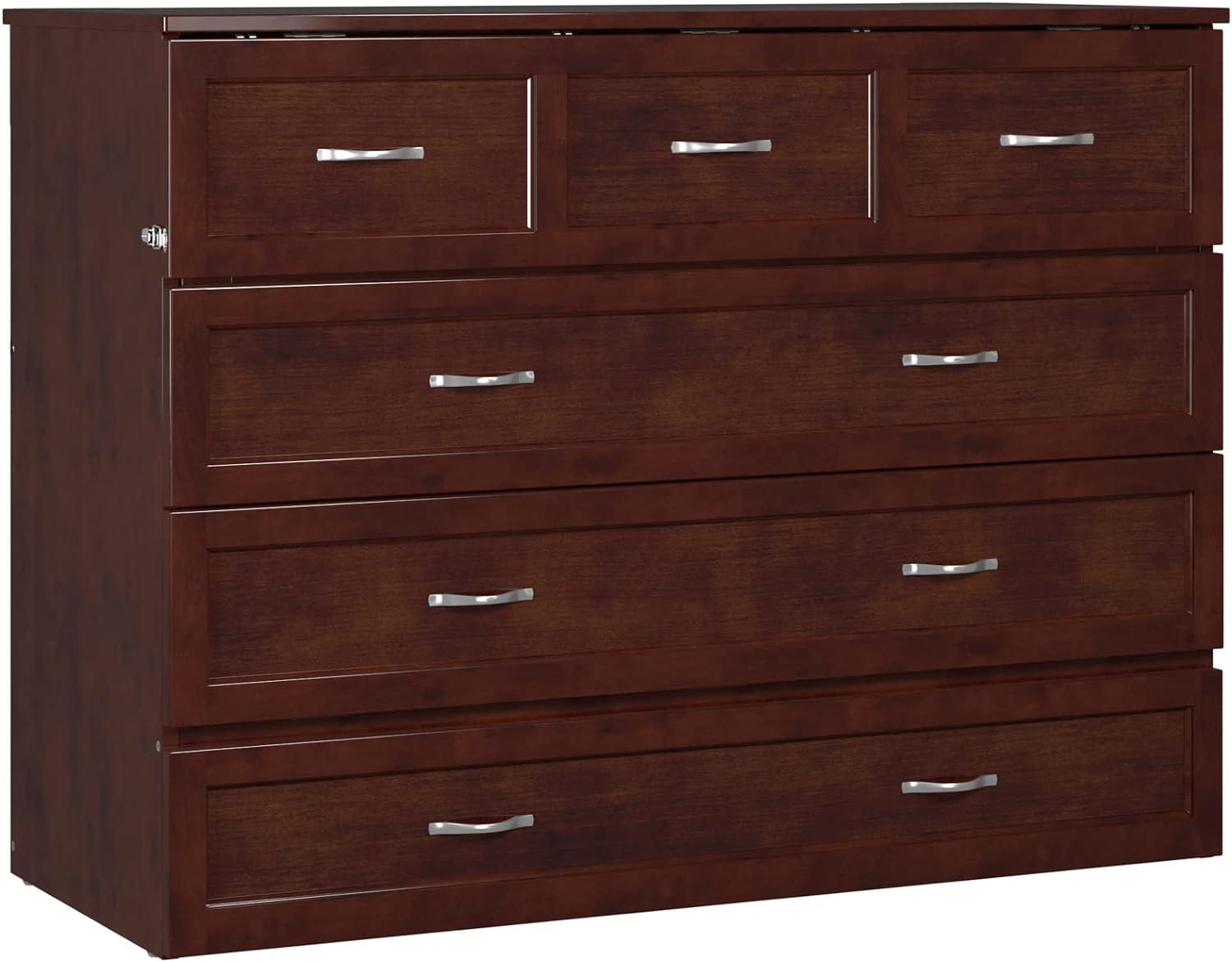 Full Deerfield Murphy Bed Chest with Charger Walnut - AFI: Bedroom Furniture, No Box Spring Needed