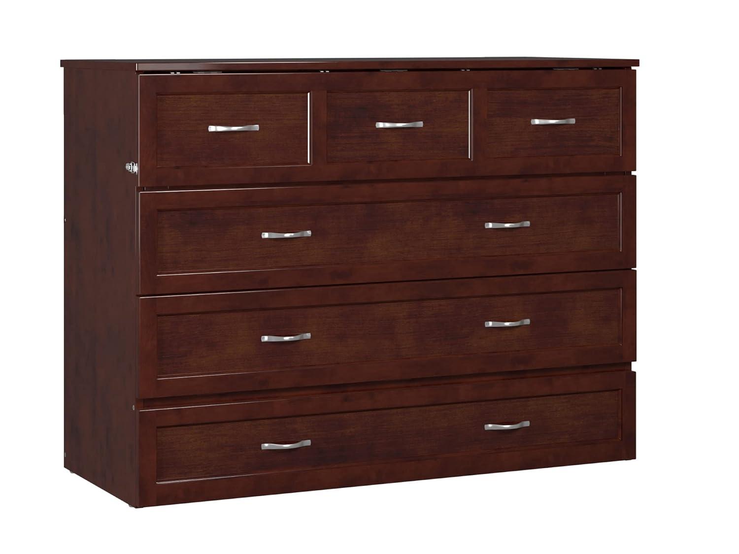 Full Deerfield Murphy Bed Chest with Charger Walnut - AFI: Bedroom Furniture, No Box Spring Needed