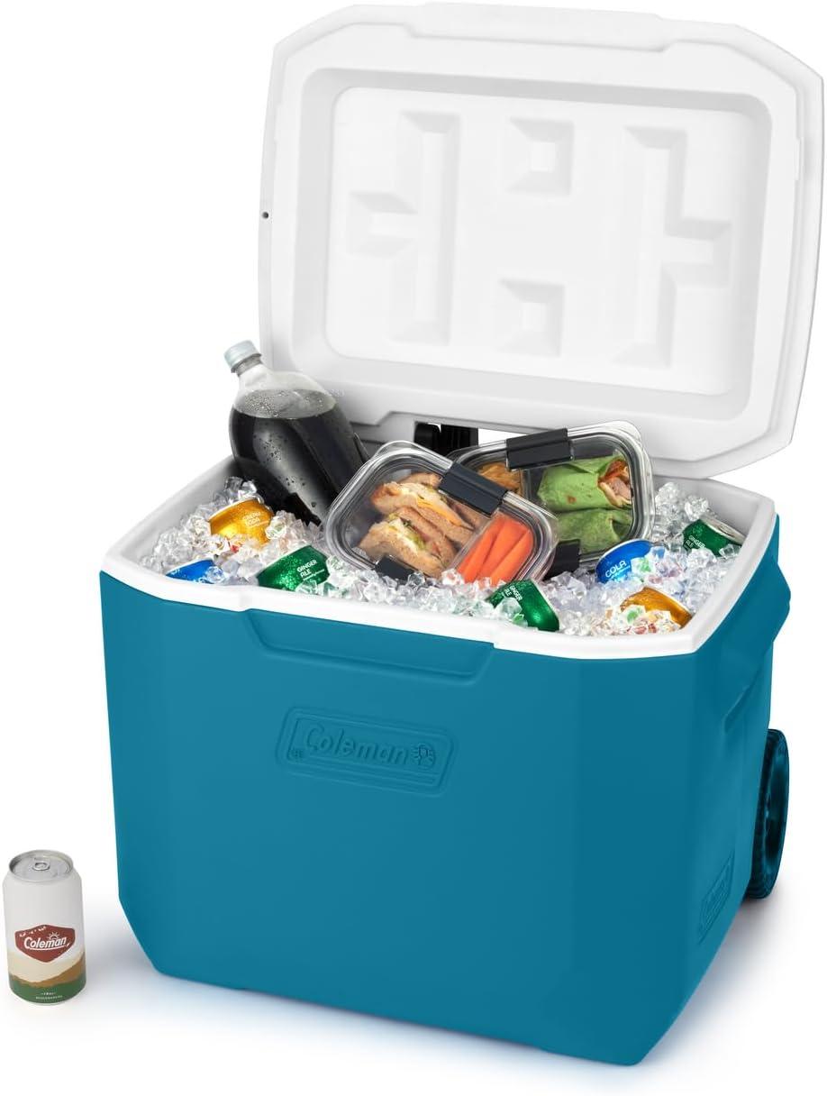 Deep Ocean Blue 60-Quart Wheeled Cooler with Handle