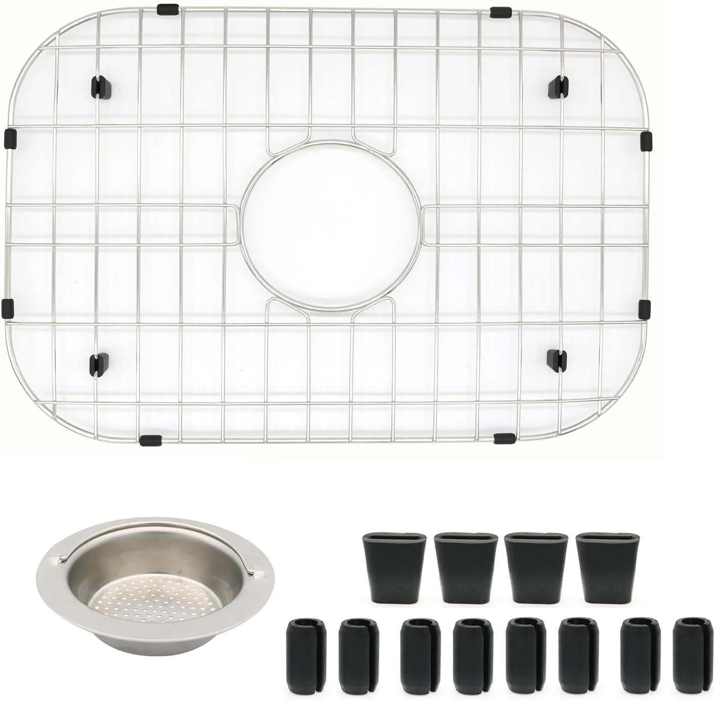 Rectangular Stainless Steel Sink Grid with Center Drain