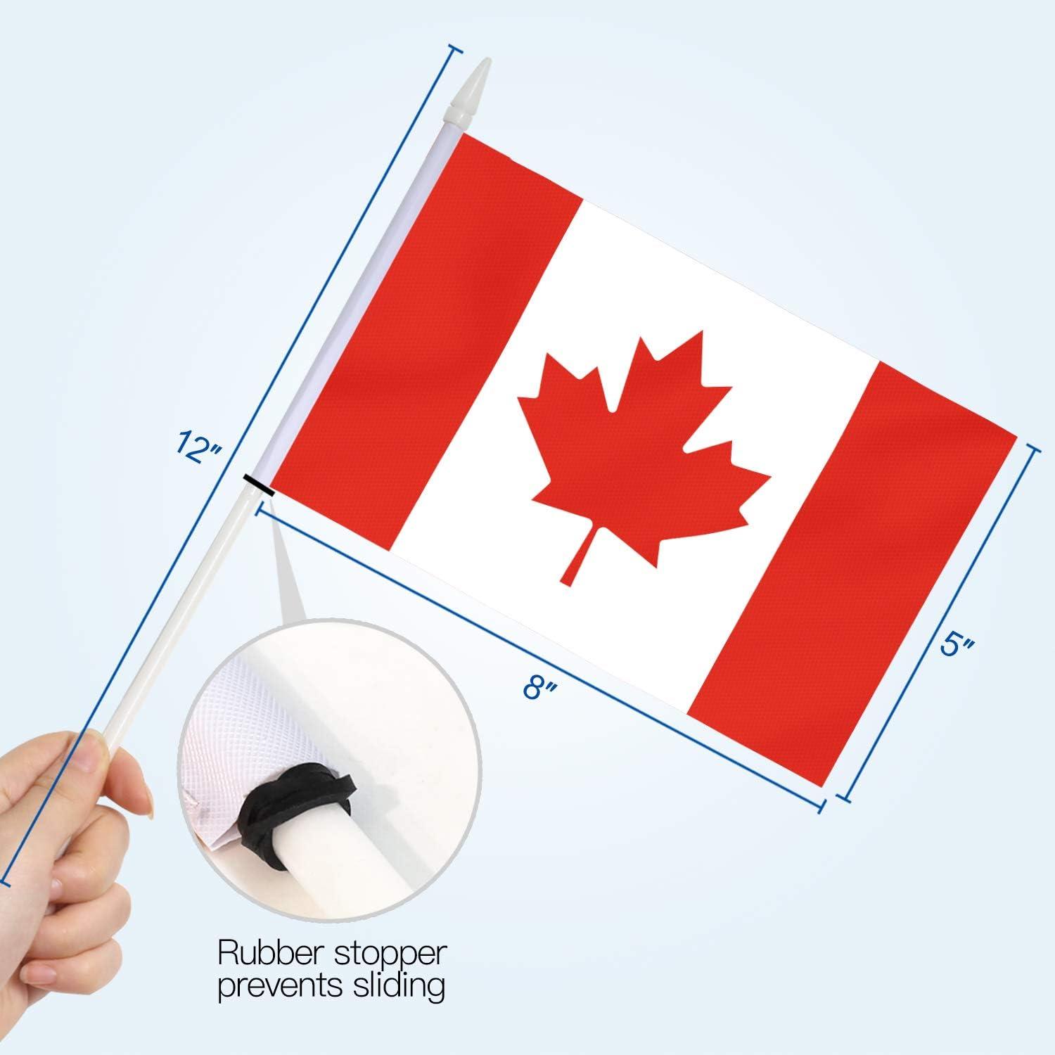 Anley Canada Mini Flag 12 Pack - Hand Held Small Miniature Canadian Flags 5x8 Inch