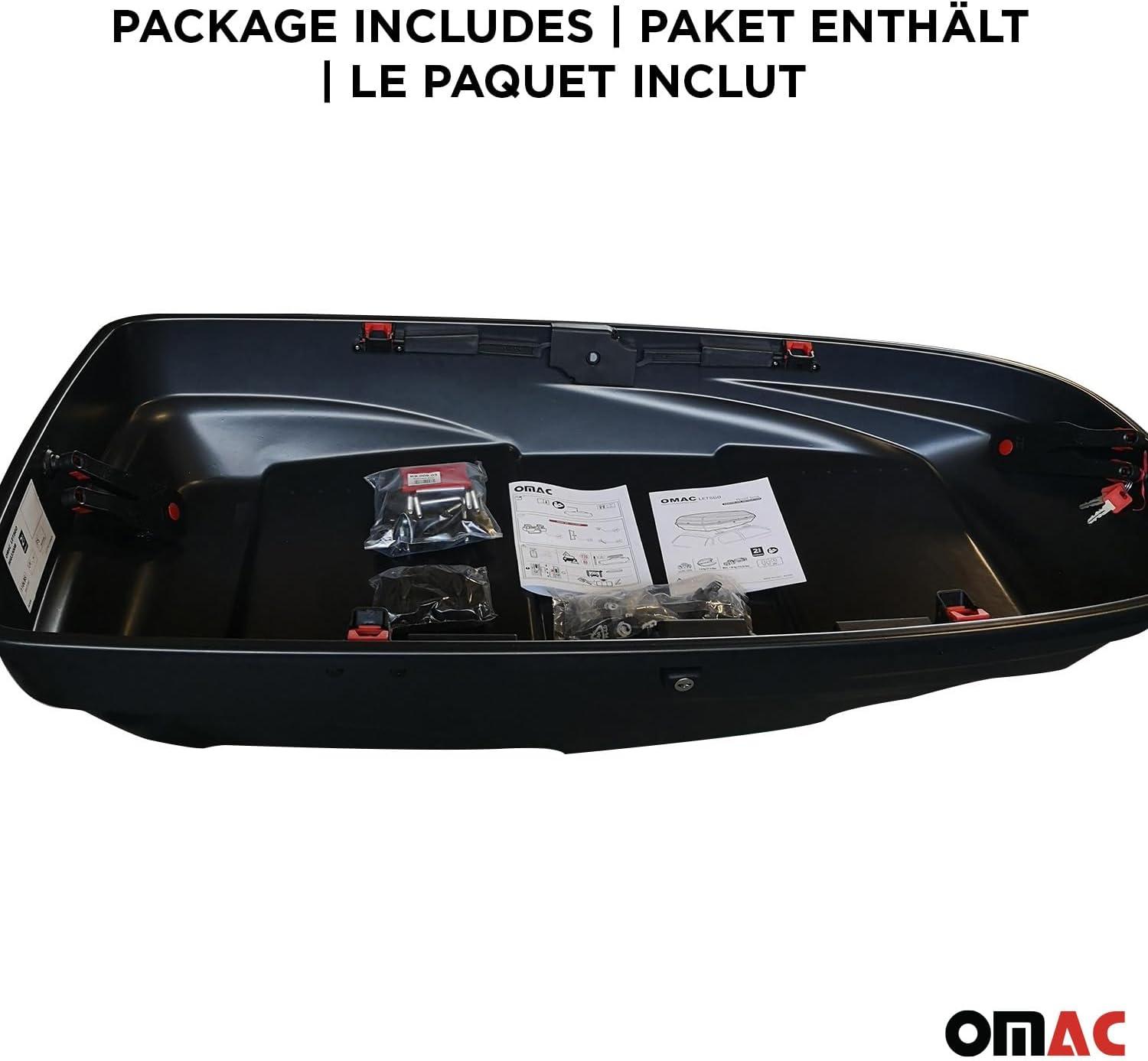 OMAC Rooftop Cargo Carrier Hard Shell, 8 Cubic Feet Cargo Box for Roof Rack, Dual-Side Opening, Waterproof Roof Box, Car Roof Carrier Hard Shell, Matt Black with Security Keys