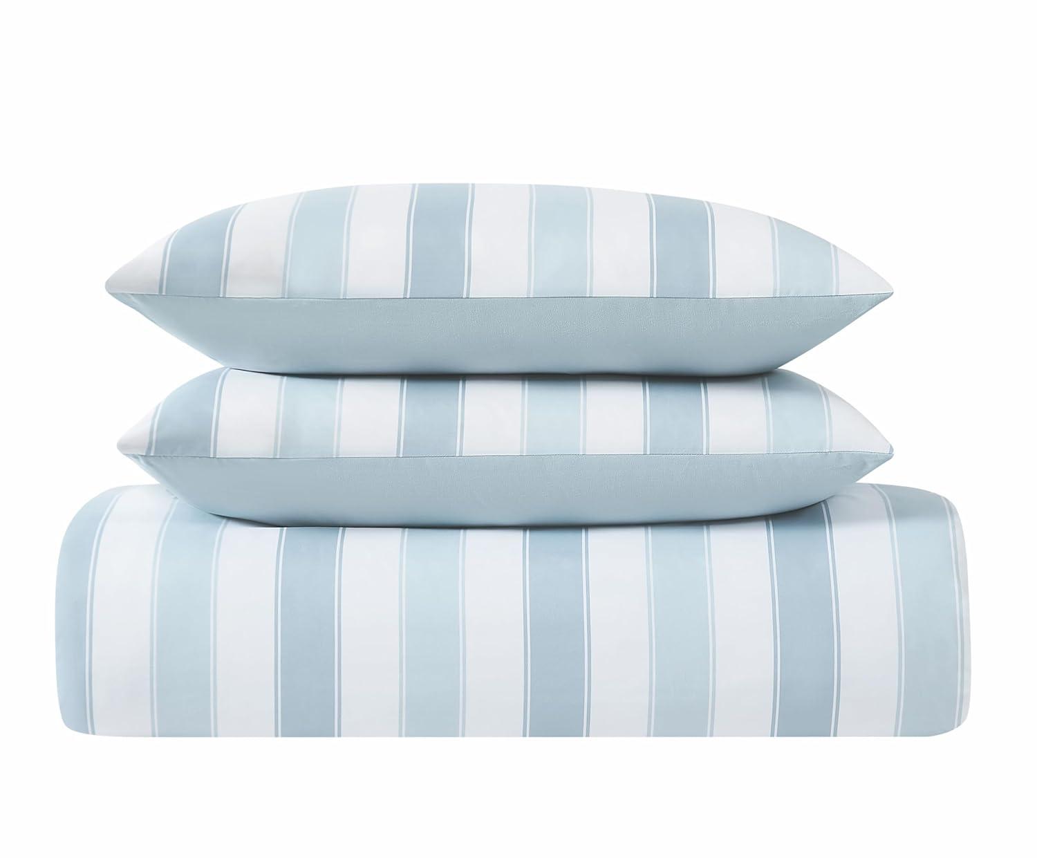 TRULY SOFT Aiden Stripe Duvet Set Blue Polyester 2-Piece Twin XL Duvet Set, Stripe Themed, for Men and Women, Oeko-TEX Certified Confidence