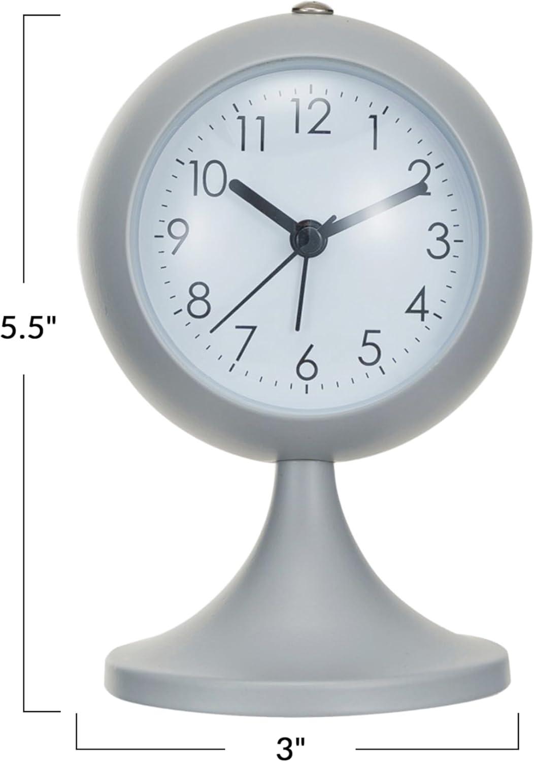 Creative Co-Op Round Metal Table Clock with Alarm, White
