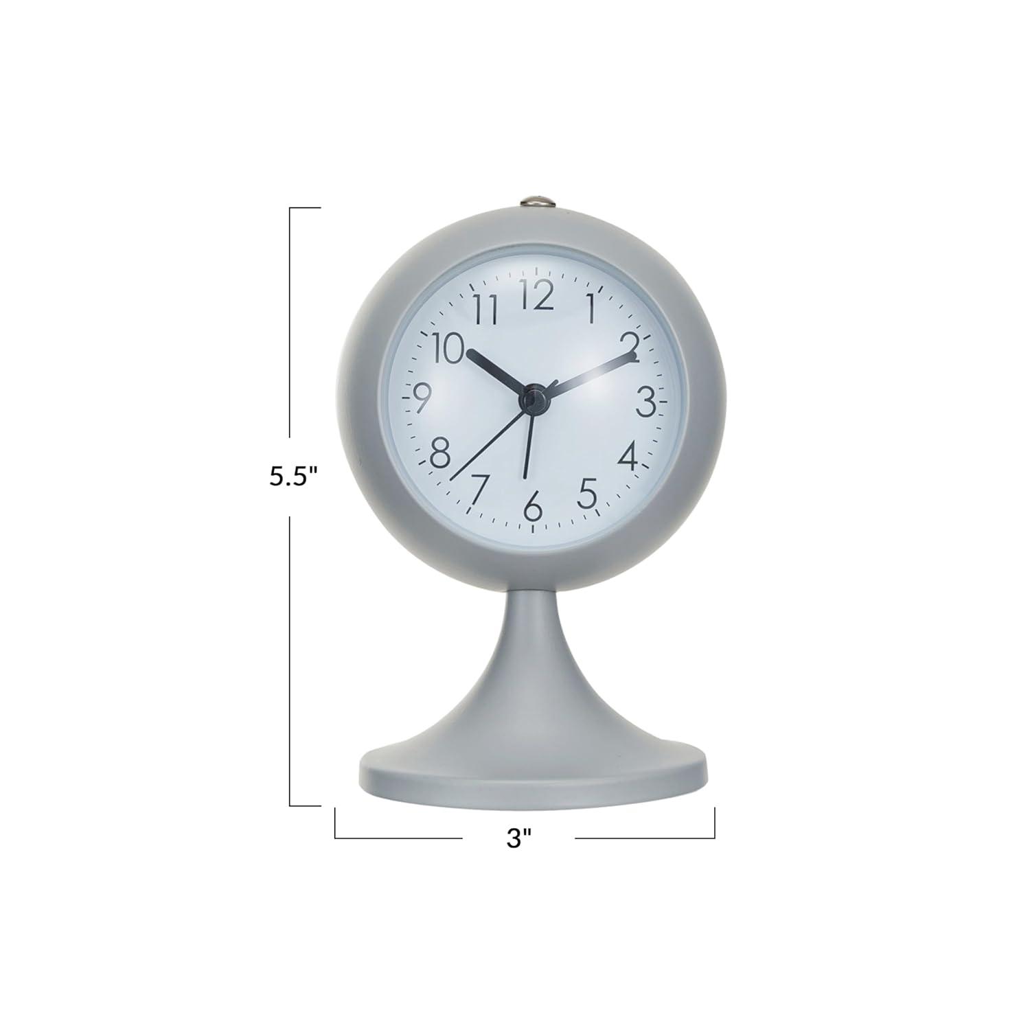 Creative Co-Op Round Metal Table Clock with Alarm, White