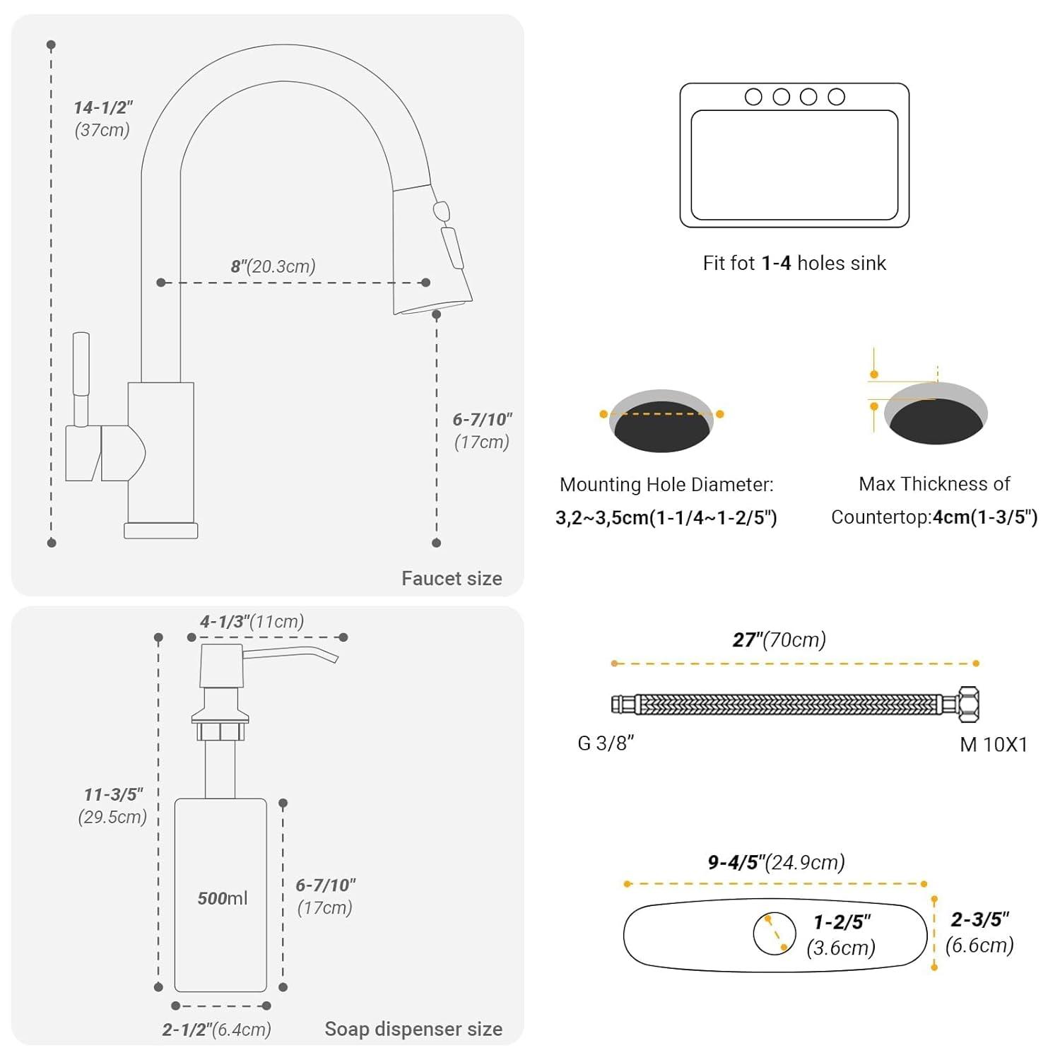 ARCORA ARCORA Stainless Steel  Single Handle Pull-Down Sprayer Kitchen Faucet Set with Touchless Sensor AR7100301B-DC