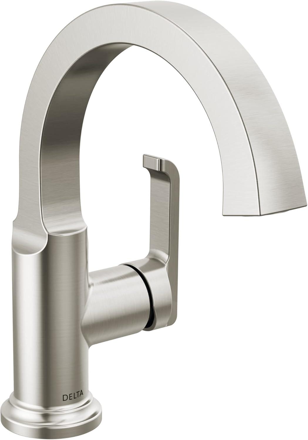 Tetra Single Hole Bathroom Faucet, Single Handle Bathroom Sink Faucet with Drain Assembly