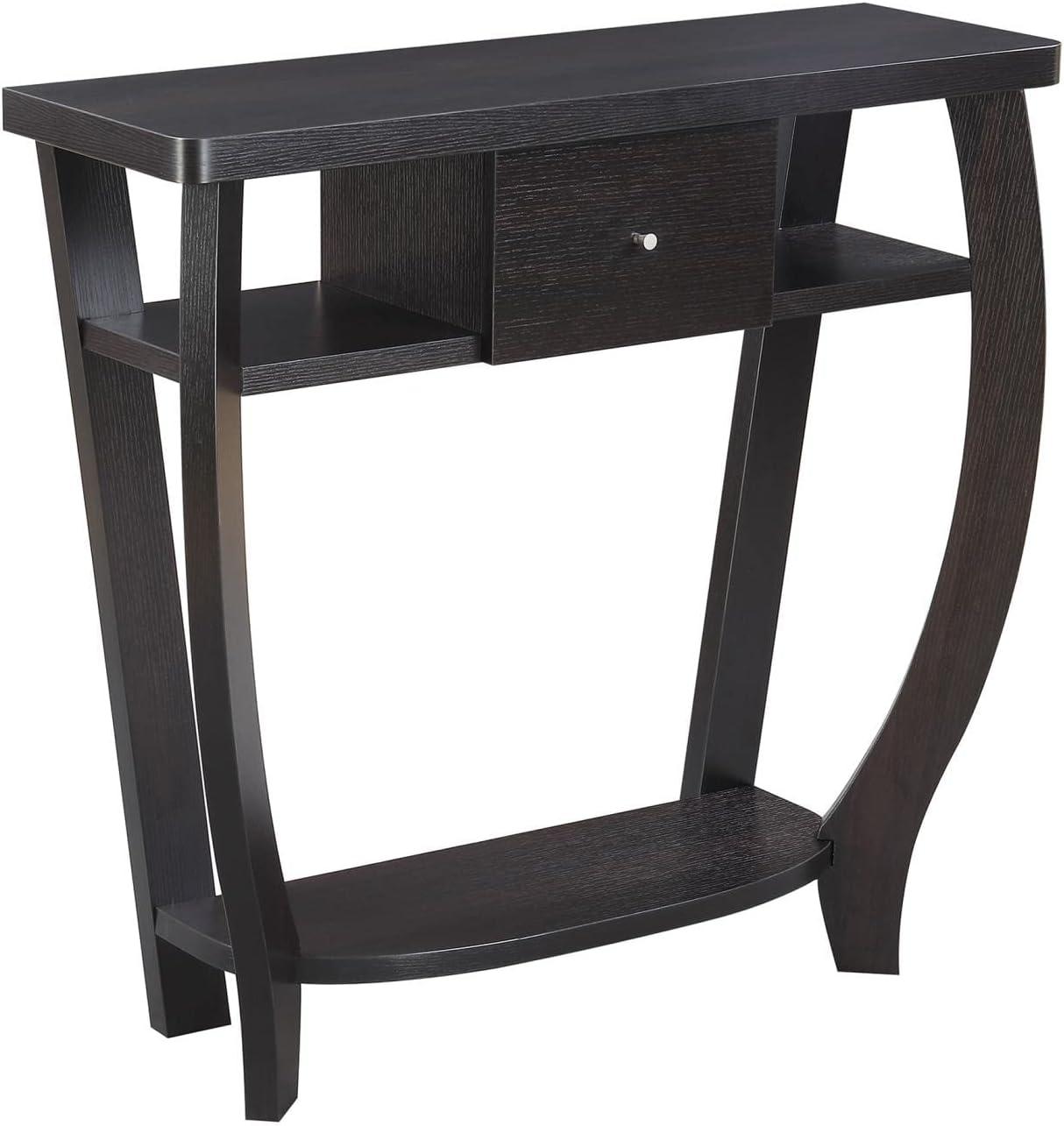 Espresso Wavy Silhouette 36" Wood Console Table with Storage