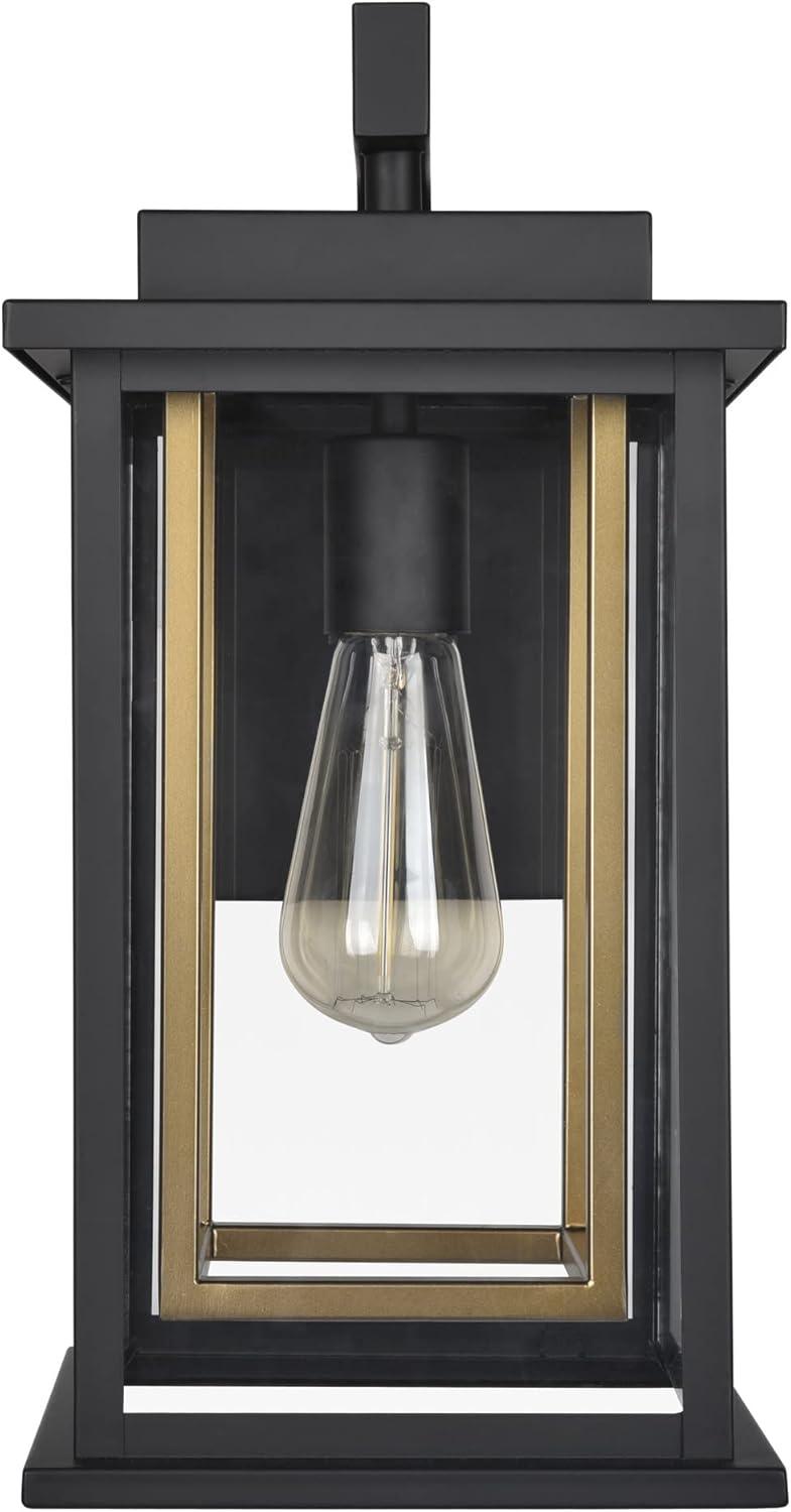 Hayward Classic Black and Clear Glass Lantern Wall Sconce