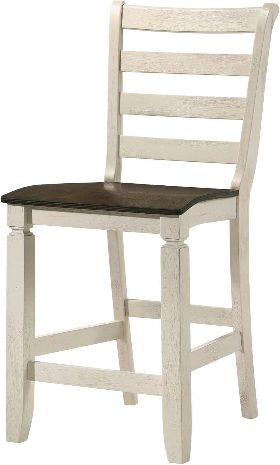 Tasnim Antique White and Oak Backless Counter Height Stool