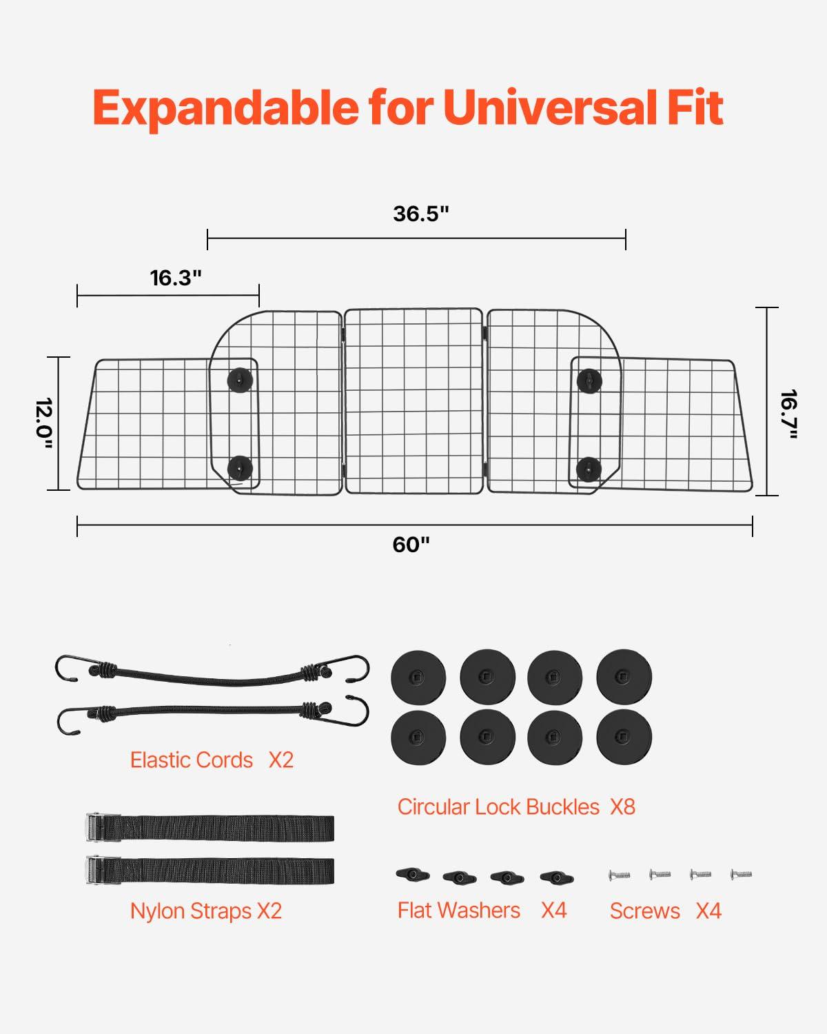 Dog Car Barrier, Adjustable Car Divider for Trunk Cargo Area, Universal-Fit Back Seat Wire Mesh barrier, Furniture Cover