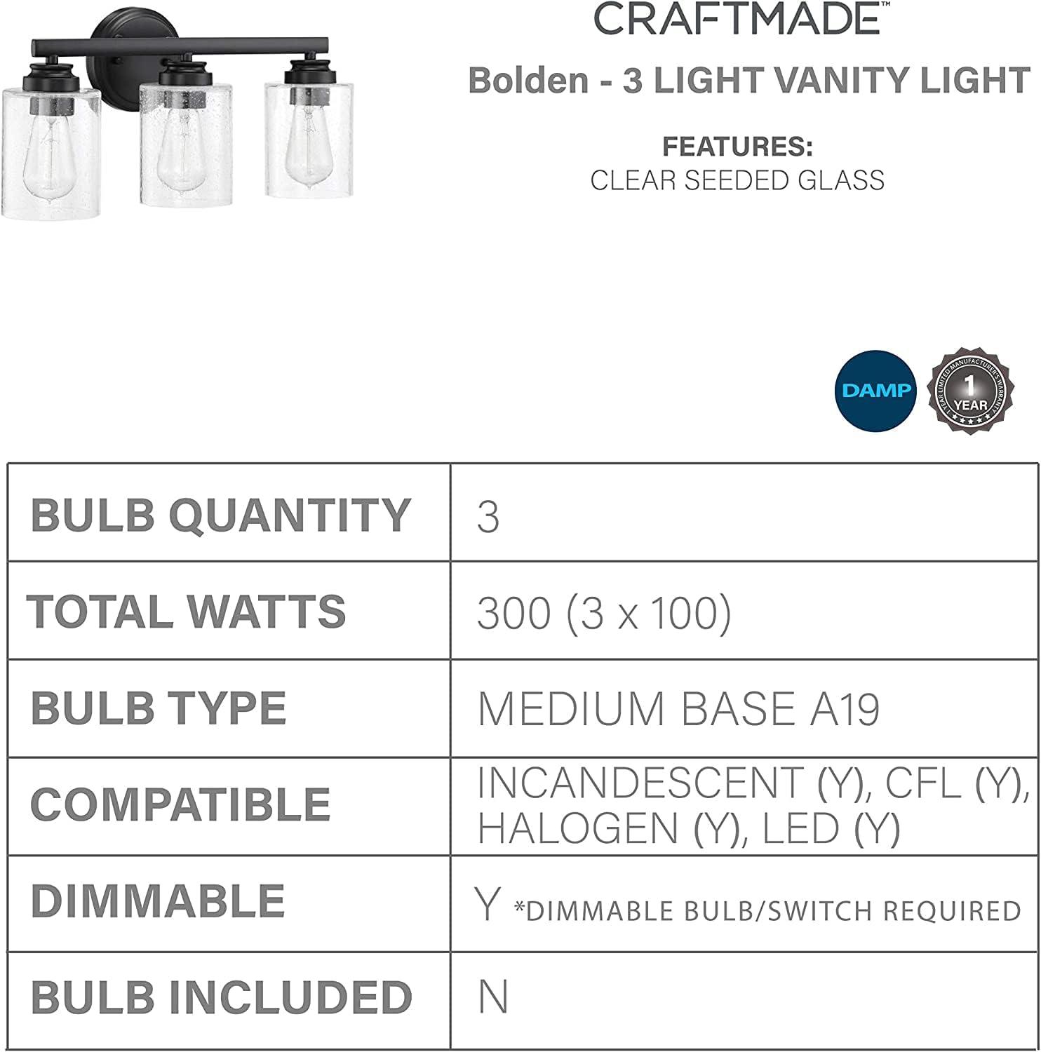 3 - Light Dimmable Vanity Light