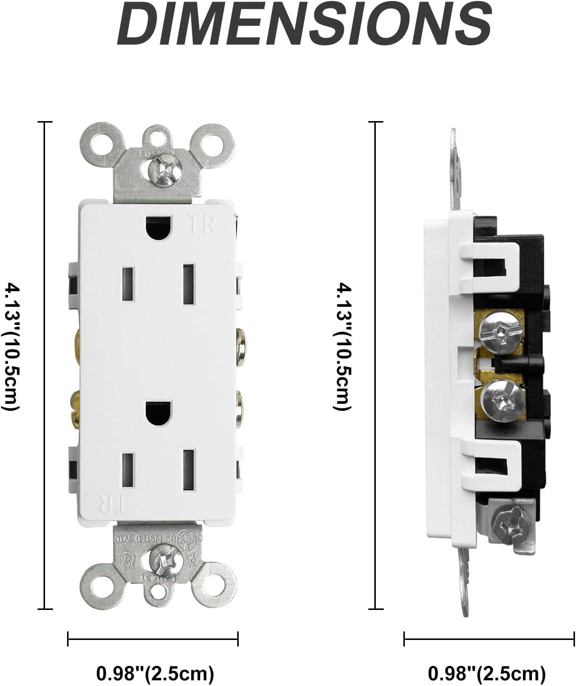 White Tamper-Resistant Duplex Electrical Outlet 10-Pack